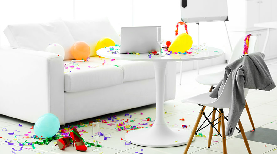 messy office after a party