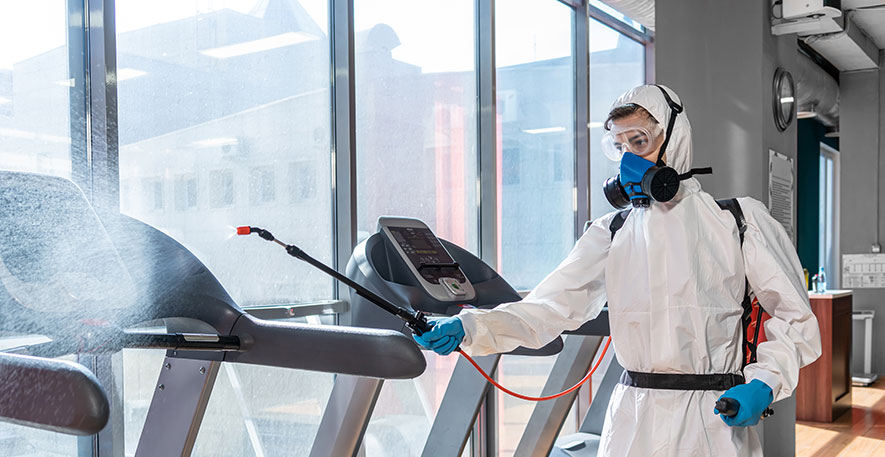 corona virus cleaning in a gym