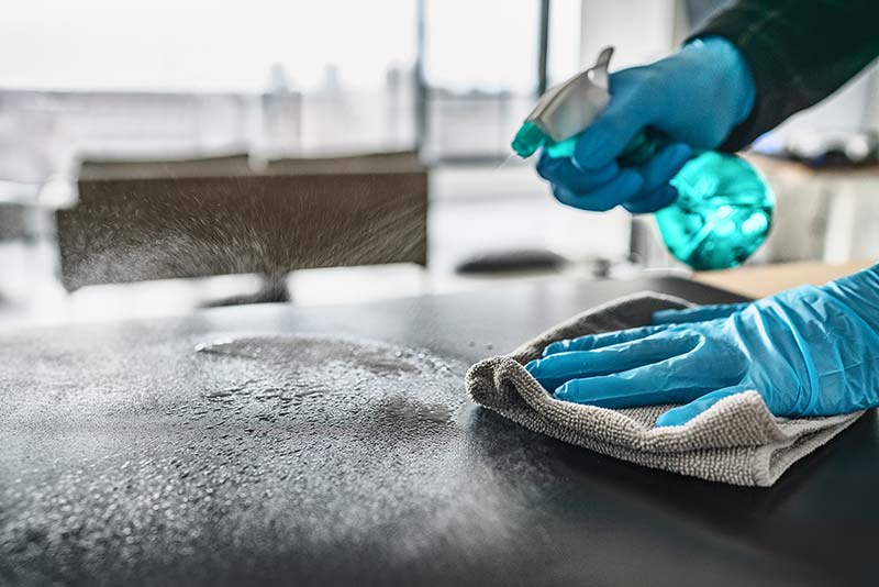 domestic cleaning of a work top