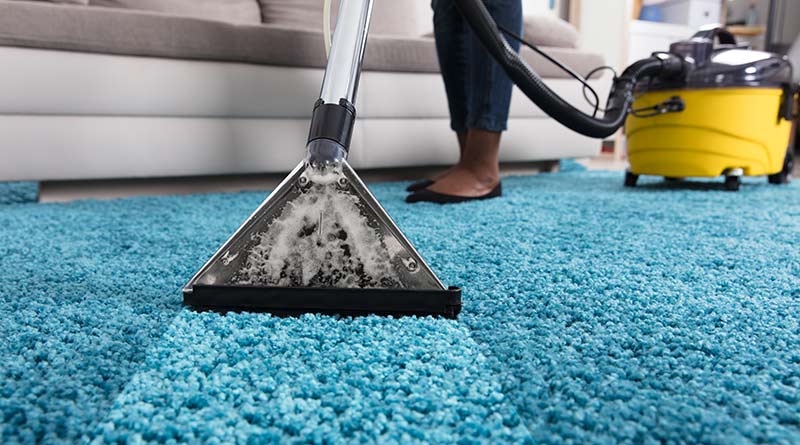 cleaning a carpet